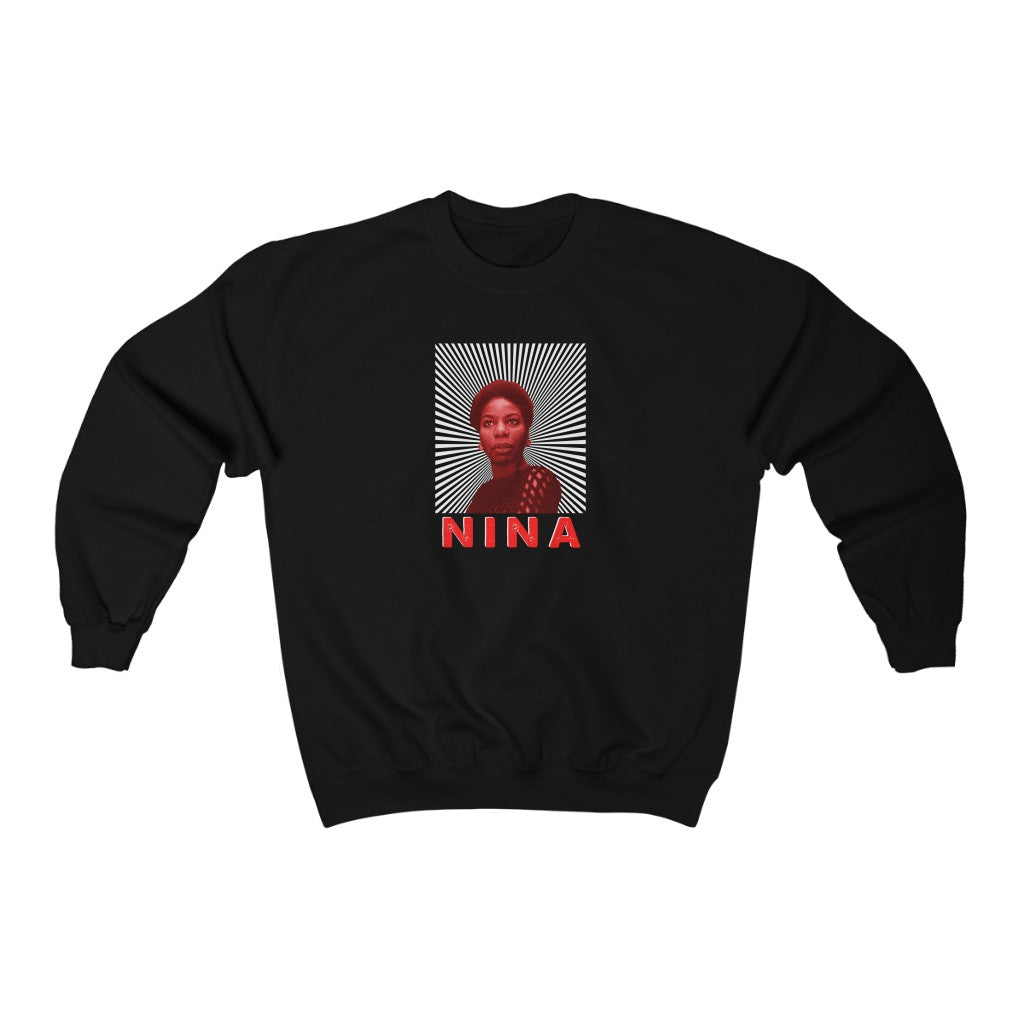 Nina Simone Red Tint with Sunrays Crewneck Sweatshirt Unisex Pullover