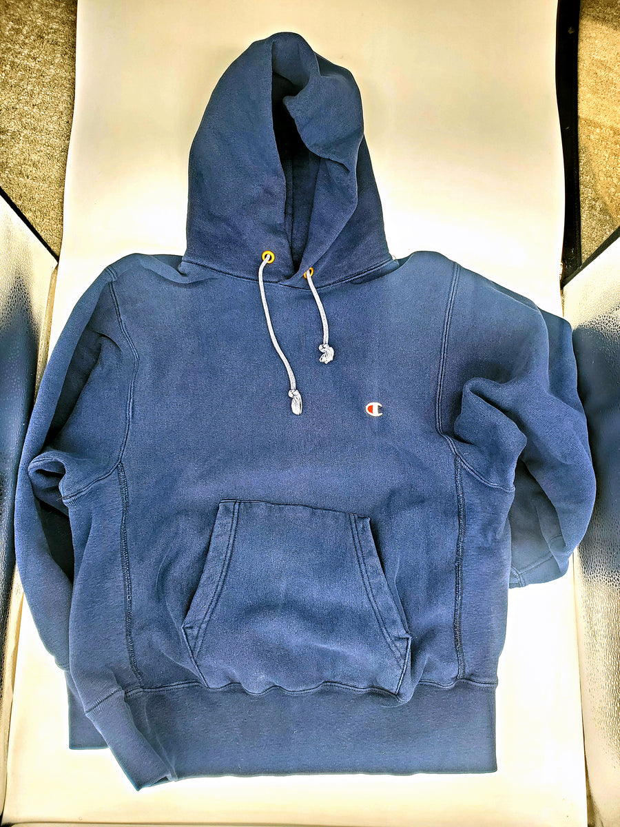 Vintage 70s 80s Champion Reverse Weave Warmup Navy Blue Hoodie - Made