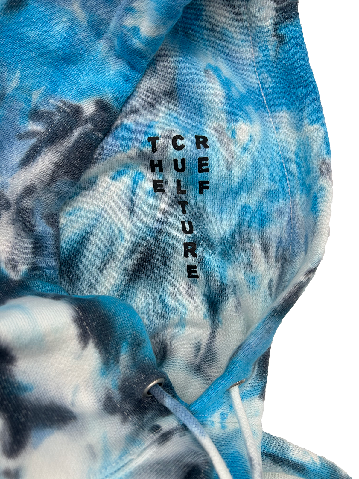 Hand Dyed Tie Dye Champion Reverse Weave Hoodie - Turquoise Sapphire Blue Black White Hoodie