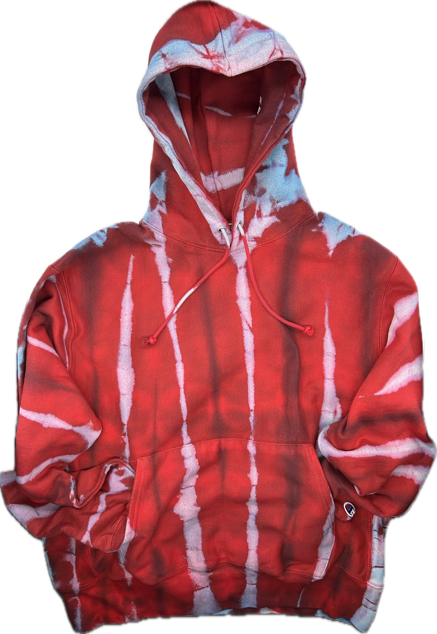 Red Turquoise Black White Tie Dye Hoodie - Hand Dyed - Champion Red Turquoise Black White Tie Dye Hoodie - Hand Dyed - Champion