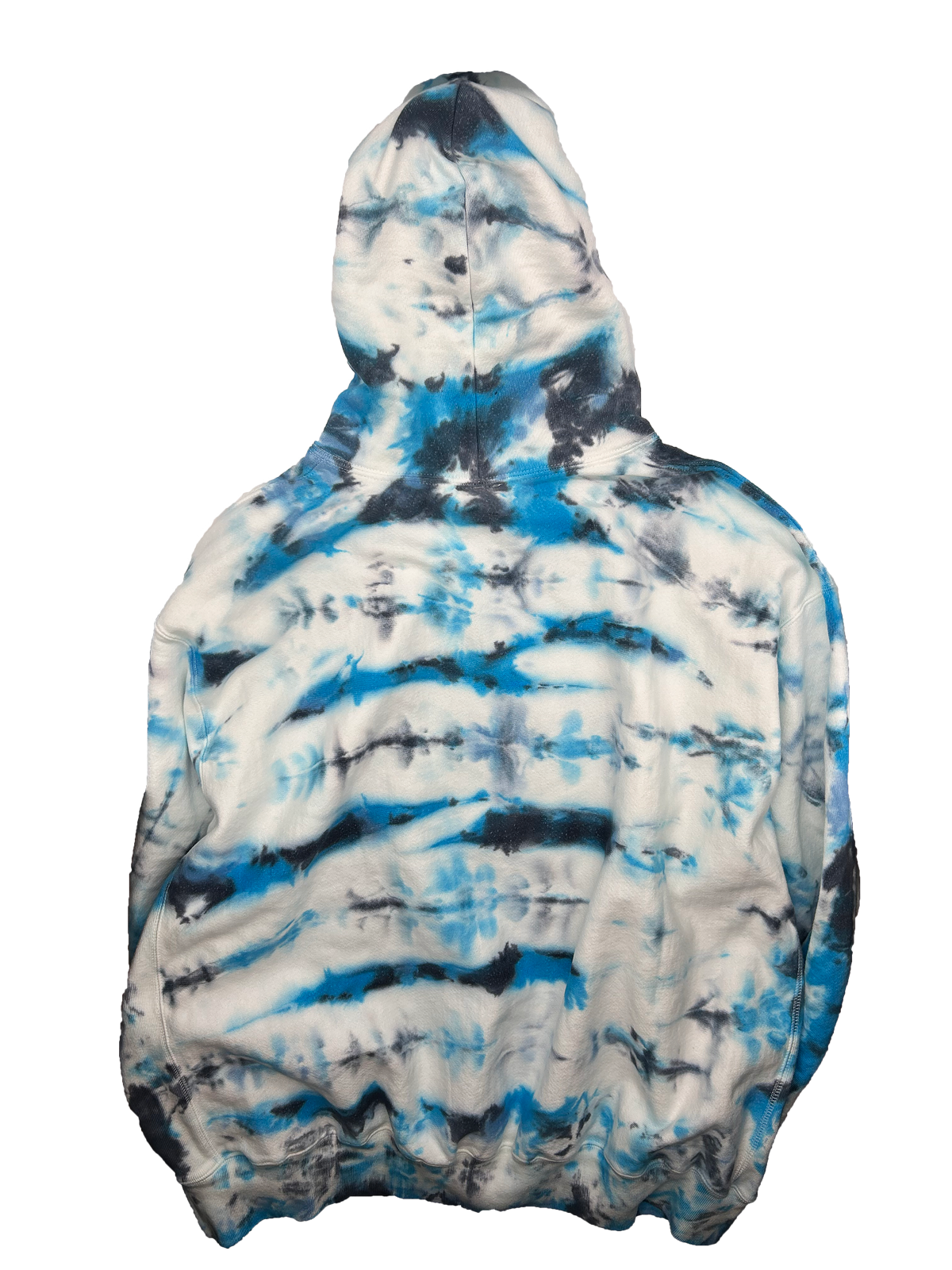 Hand Dyed Tie Dye Champion Reverse Weave Hoodie - Turquoise Sapphire Blue Black White Hoodie