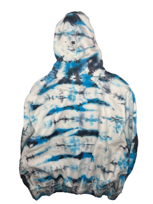 Hand Dyed Tie Dye Champion Reverse Weave Hoodie - Turquoise Sapphire Blue Black White Hoodie