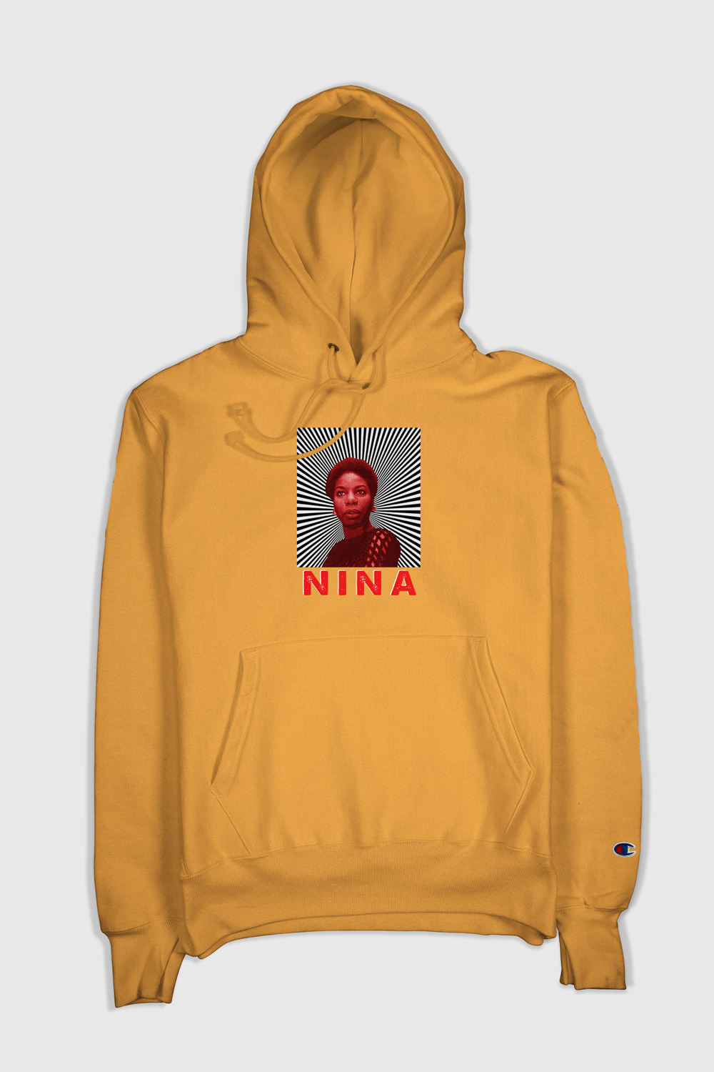 Nina Simone Red Tint with Sunrays Premium Hoodie Unisex - Canary Yellow 12 oz Champion Reverse Weave Pullover