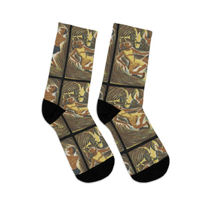 Black Culture Celebration Socks - Artist Rudeley Dance | Music Ceremonial Tribe Tradition | Yellow Design Print Soft Socks