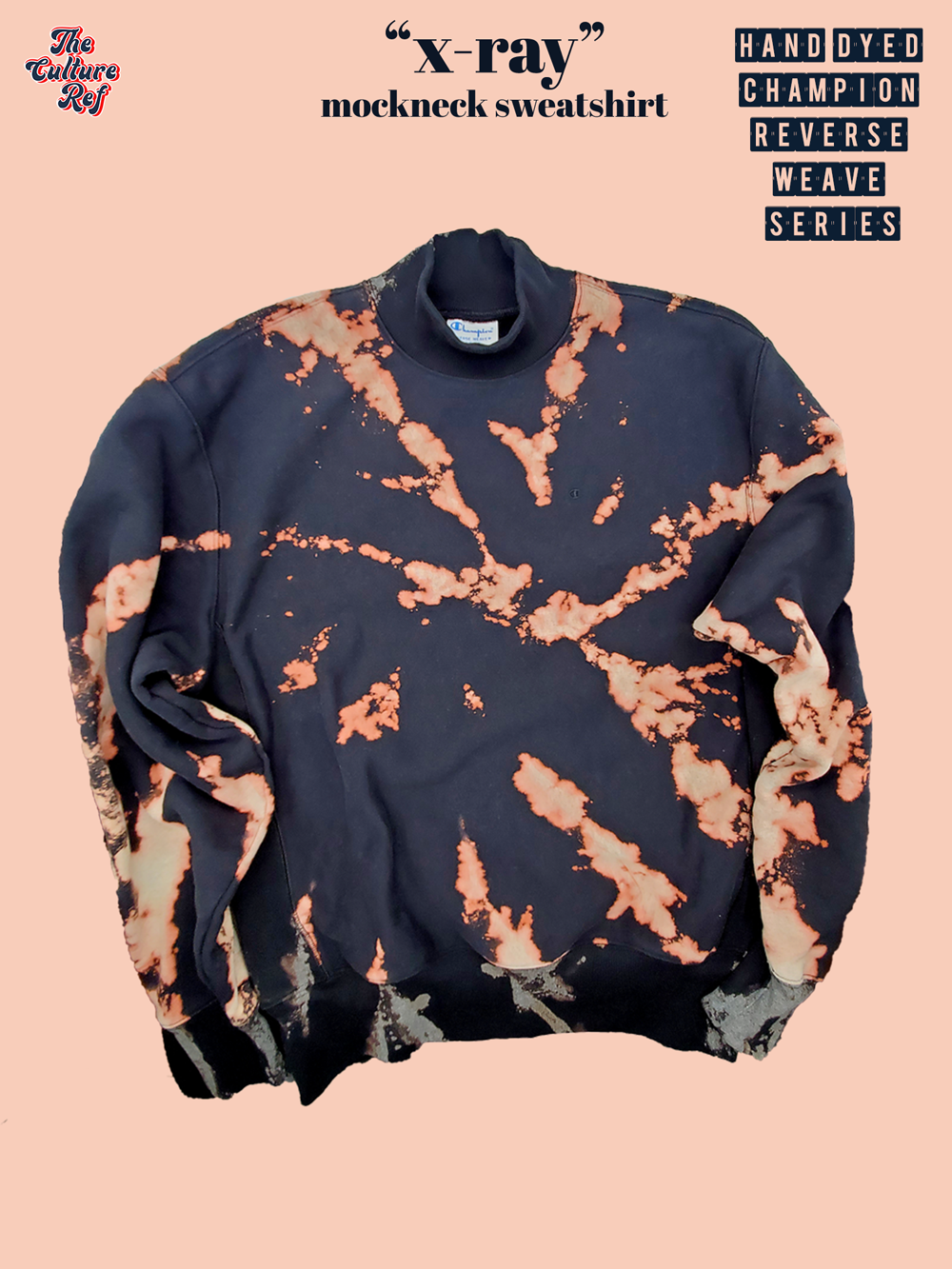 Black "X-Ray" Mockneck Sweatshirt - Hand Dyed Champion Reverse Weave | The Culture Ref Tie Dye Limited Series