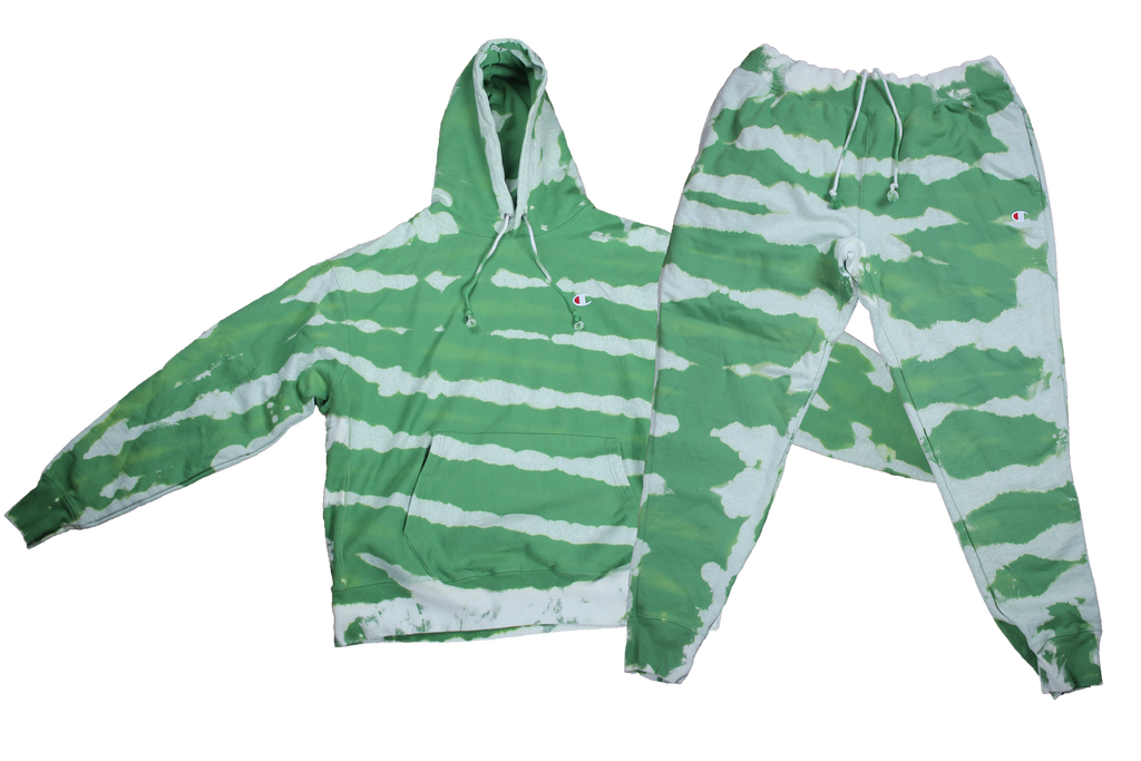 Grand Fern Ally Hoodie and Jogger Set - Green Hand Dyed Champion Reverse Weave | The Culture Ref Tie Dye Limited Series
