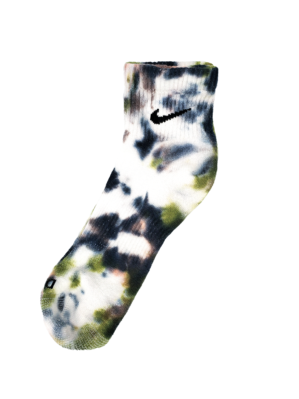 Guac is Extra Hand Dyed Nike Ankle Socks - Tie Dye | Black Avocado Green Brown Peach