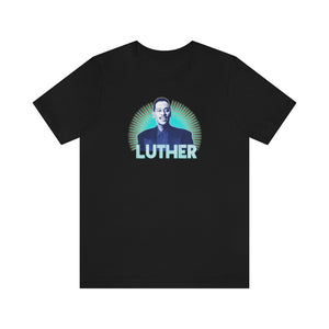 Luther Vandross T-Shirt - R&B Soul Music Singer Icon Power Sunbeams - Aqua Blue and Powder Blue Retro Style
