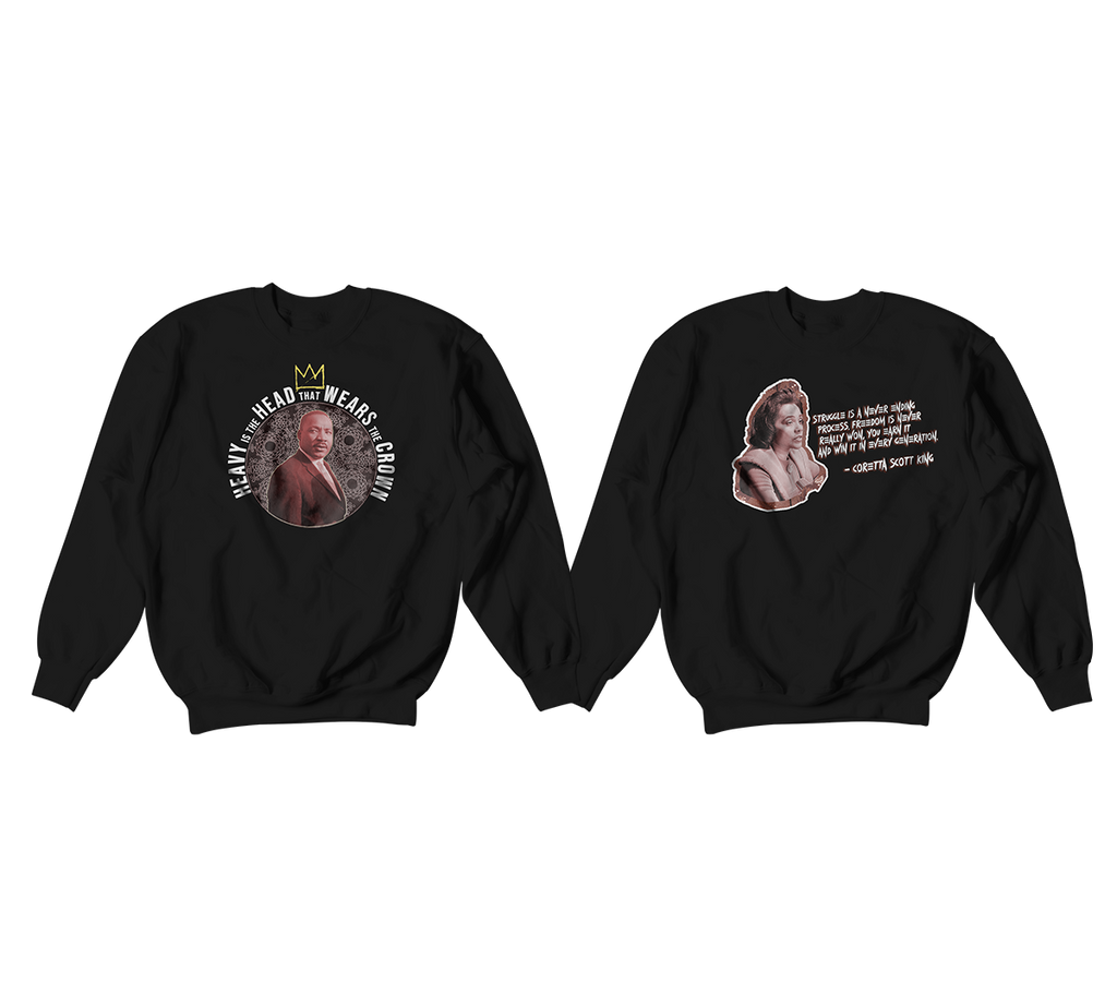 Matching Dr. Martin Luther King Jr and Coretta Scott King Inspirational Crewneck Sweatshirts - For Couples | Black History Icons MLK | Civil Rights Leader