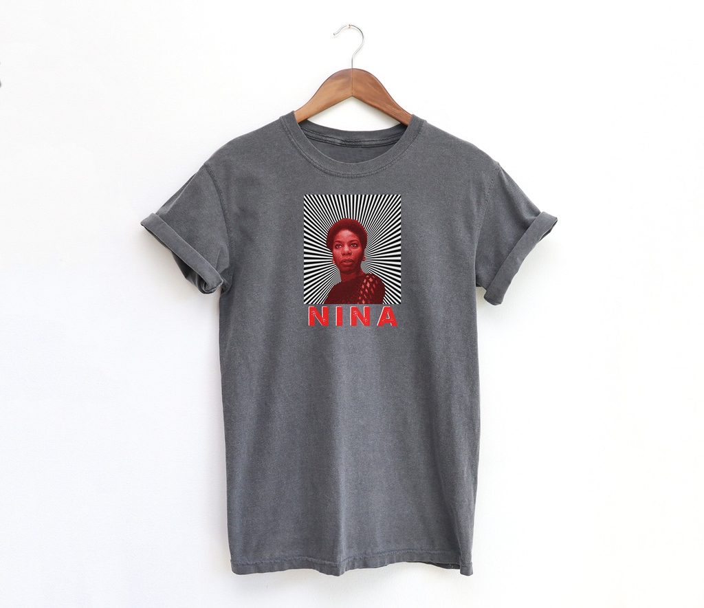 Nina Simone Red Tint with Sunrays Vintage Style Washed T-shirt