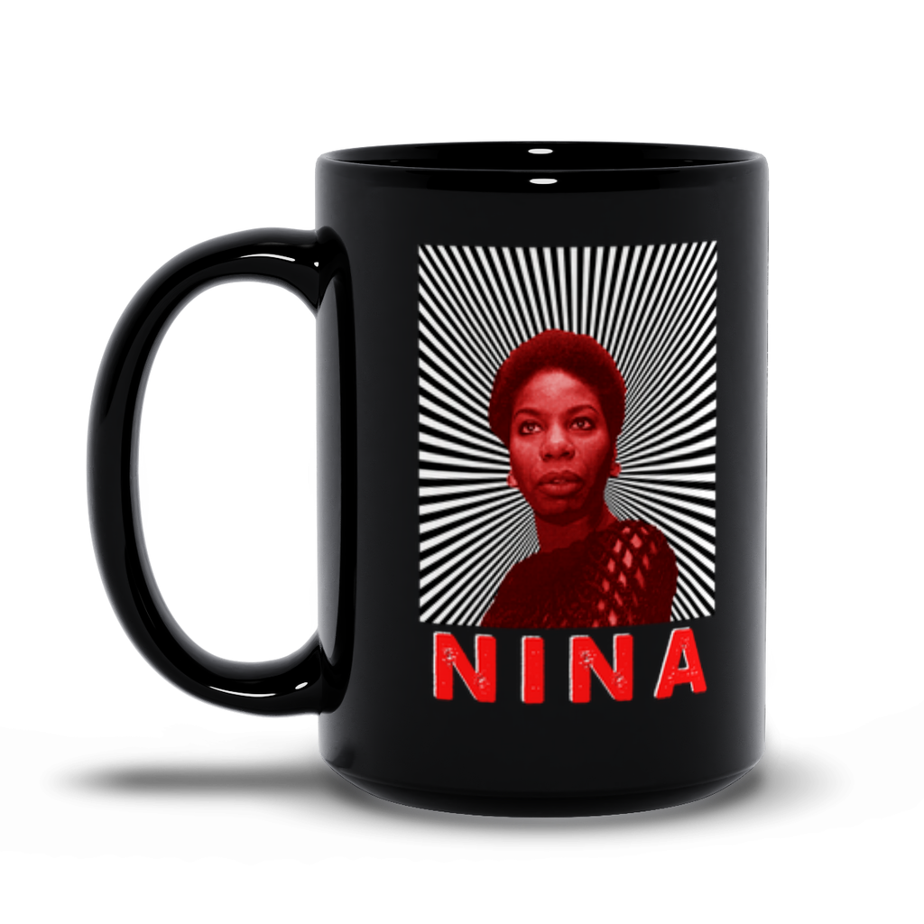 Nina Simone Black Ceramic Mug - Red Tint Iconic Musician Singer Songwriter - Black Music History | Soul Music Jazz Pianist Icon