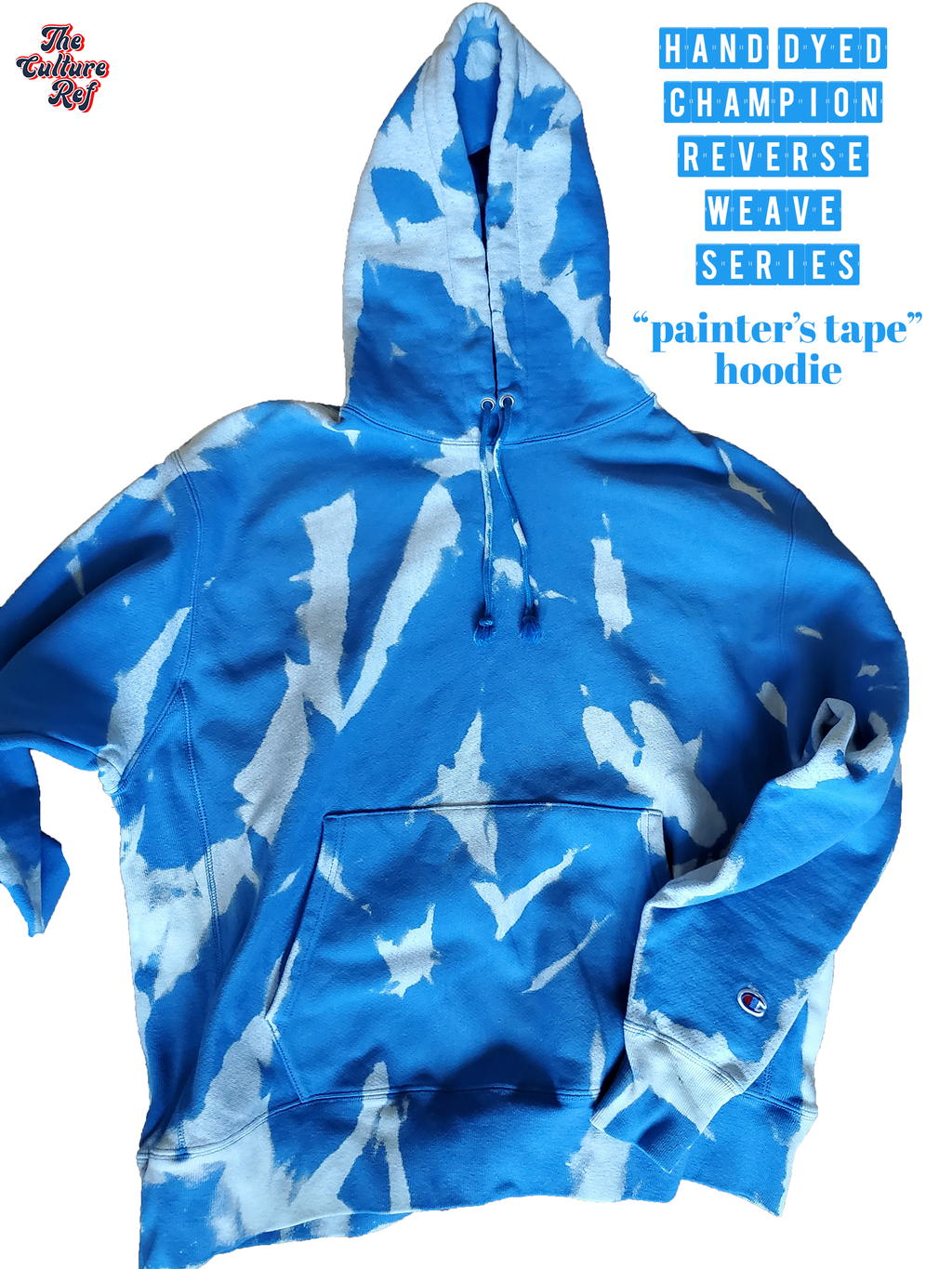 Painter's Tape Blue Tie Dye Hoodie - Champion Reverse Weave | The Culture Ref Official Tie Dye Limited Series
