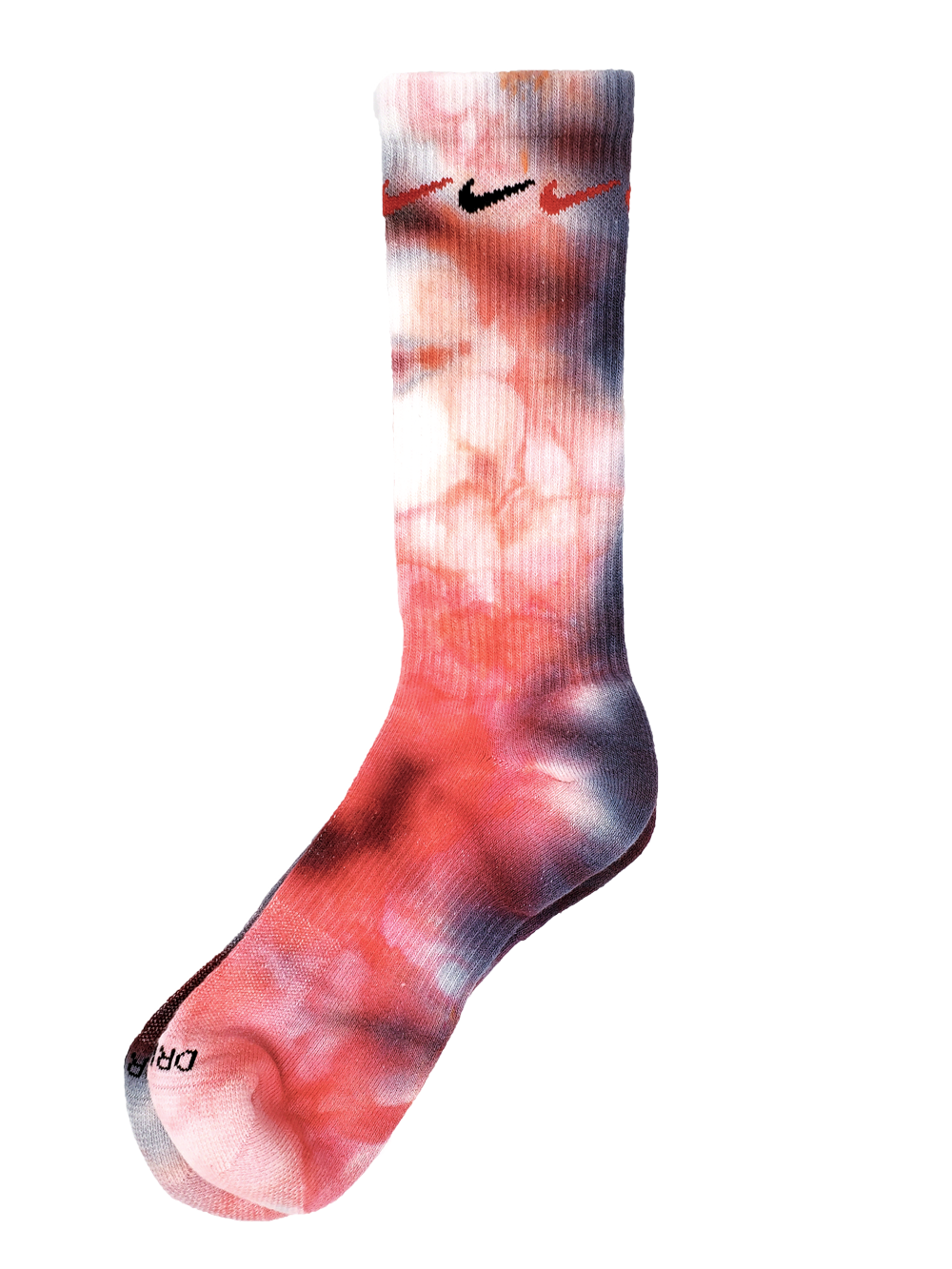 Hand Dyed Nike Socks - Ice Dyed Everyday Plus Limited Colors Tie Dye Crew Socks