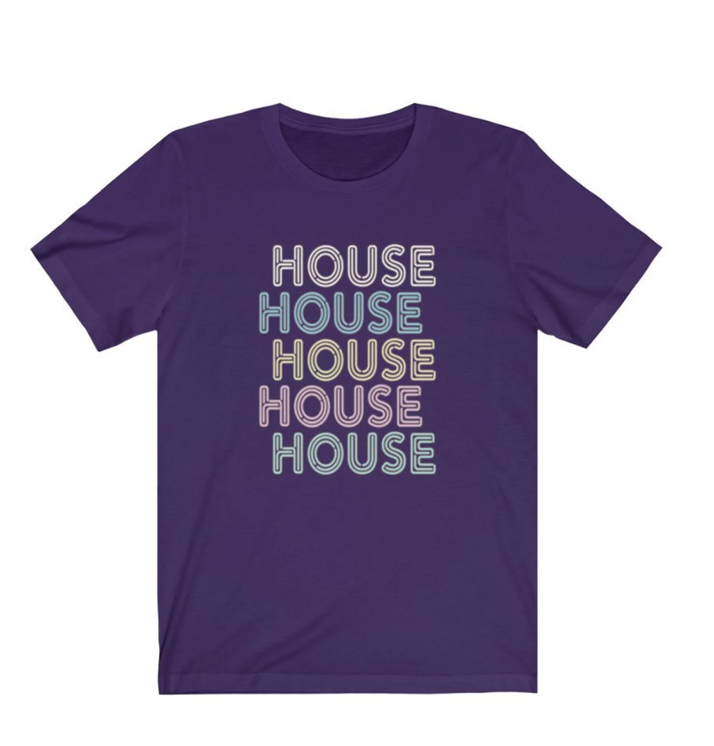 House Music T-shirt - Retro Style | House Dance 80's | Pastel Colors