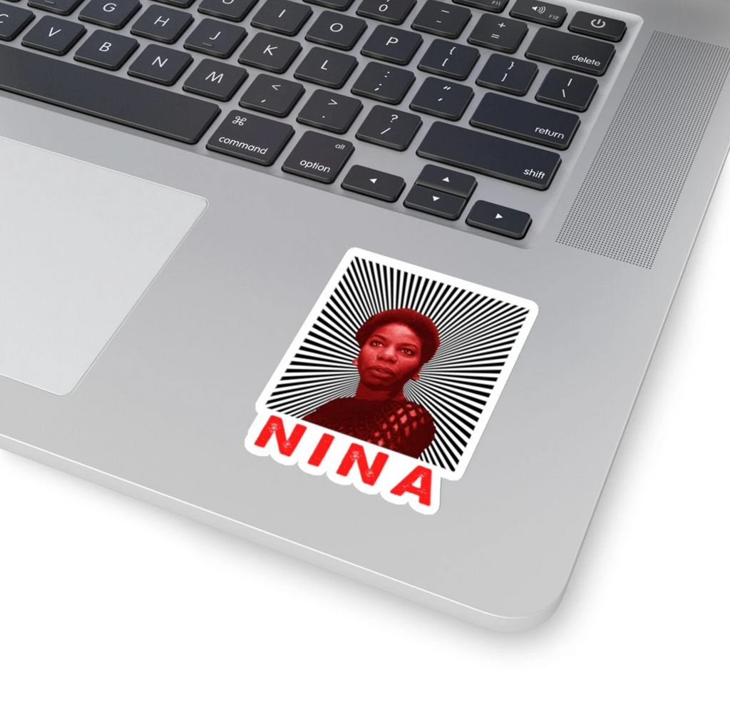 Nina Simone Sticker - Red Tint Nina With Sunrays - Musician, Singer and Songwriter | Laptop Sticker