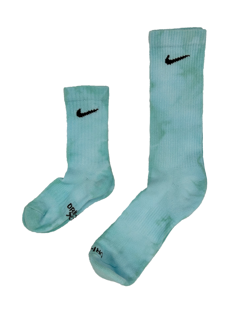 You're My Earth - Teal and Green Hand Dyed Nike Crew Socks - Tie Dye Ocean Colors