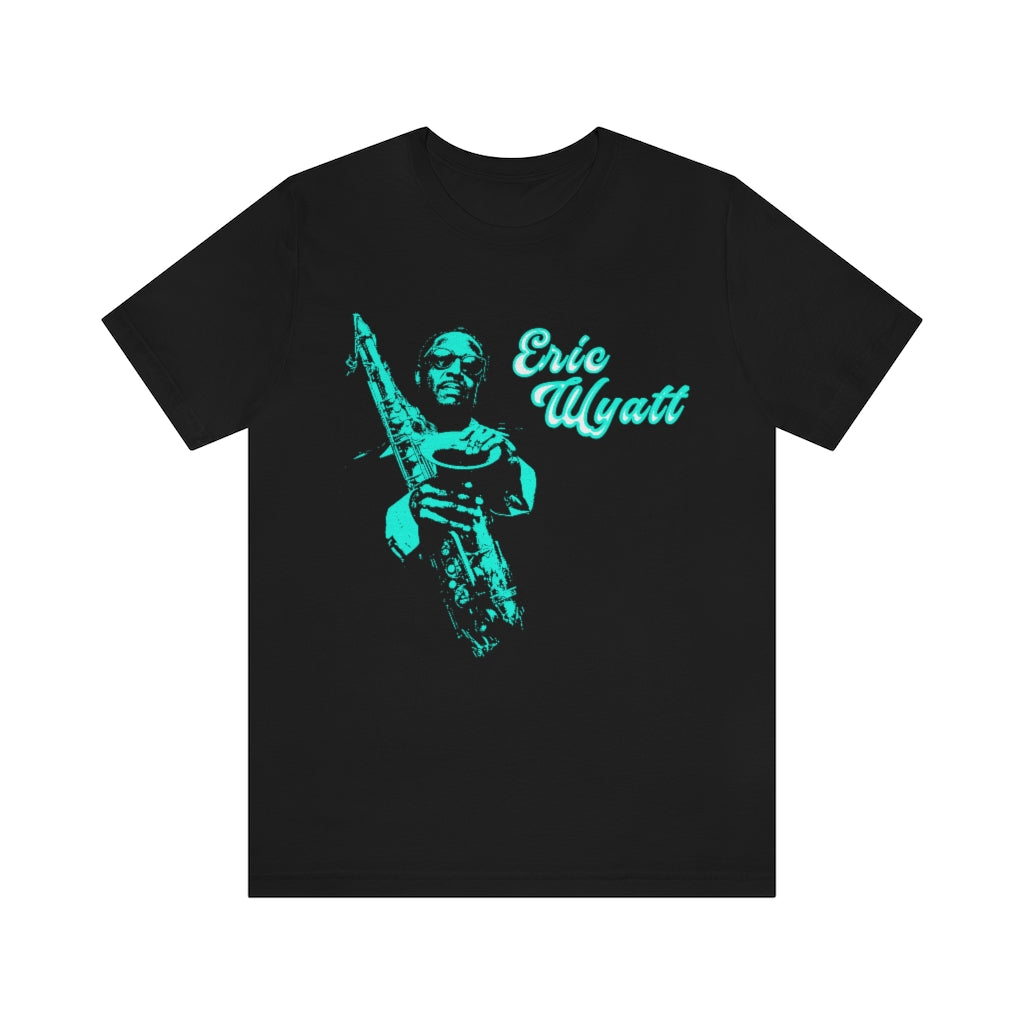 Eric Wyatt T-Shirt - Jazz Musician with Saxophone - Aqua Silhouette | Brooklyn Native